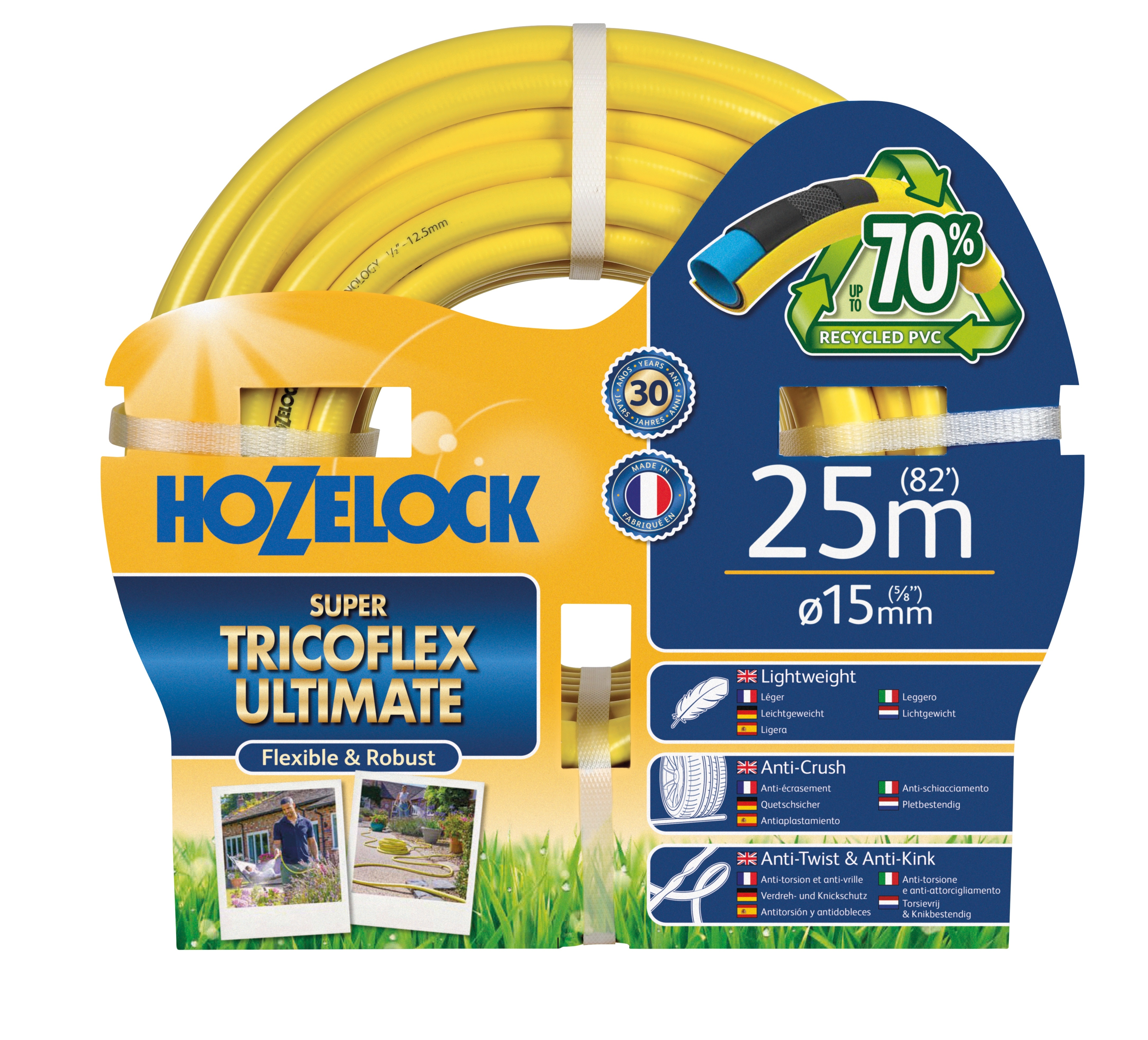 Hozelock 139155 Tuyau Super Ultimate Tricoflex jaune (Ø19 mm) 50 mètres
