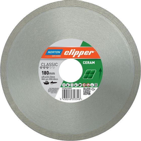 Norton Clipper 70184626833 Lame de scie diamantée Classic Ceramic 350 x 25,4 mm