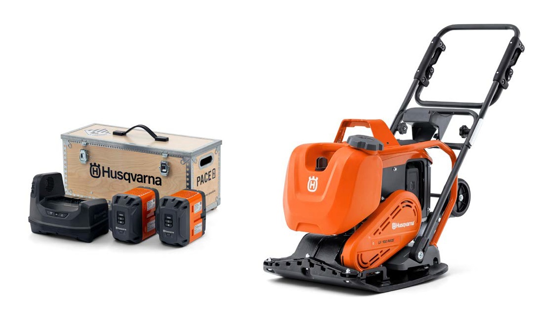 Husqvarna 970817401+970699501 LF 100 PACE Plaque Accu-Tril 17 kN 500 mm 2x batterie B750 + chargeur C1800X en mallette