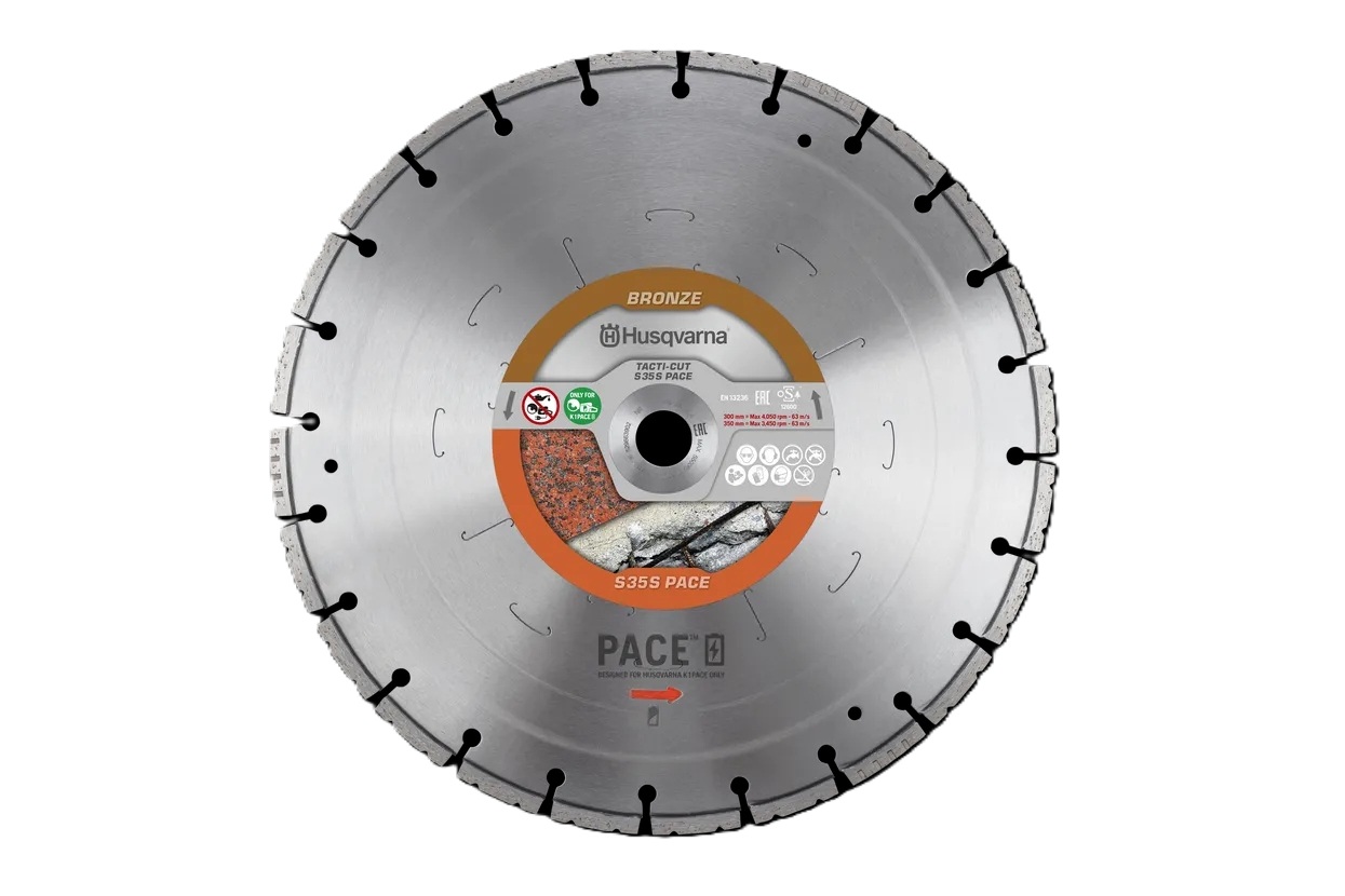 Husqvarna 529663901 Tacti-Cut S35 S BAT Lame de scie diamantée humide/sèche Universelle 350x25.4 mm