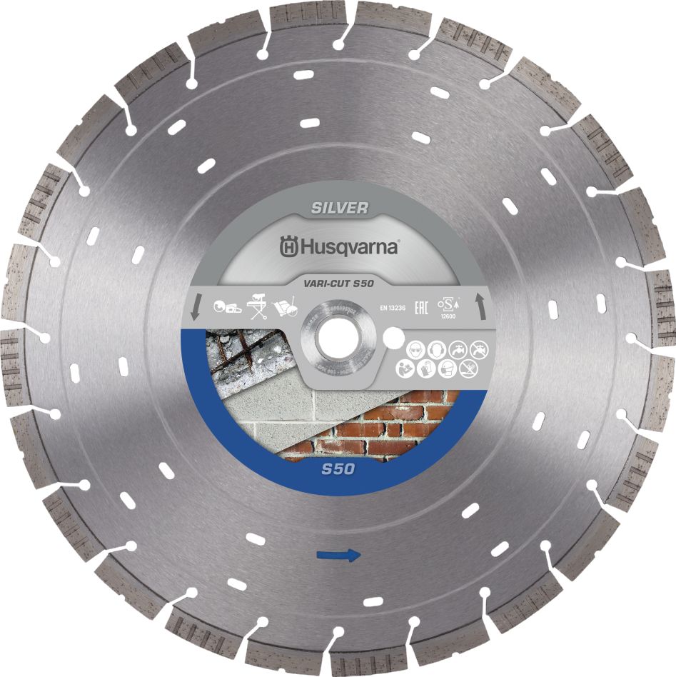 Husqvarna 534972410 Vari-Cut S50 Turbo Lame diamant&eacute;e plate Wet/Dry B&eacute;ton/Brique 300x25.4/20.0 mm
