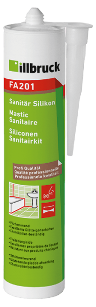 illbruck FA201342479 FA201 Mastic sanitaire siliconé, tube de 310 ml, blanc neige