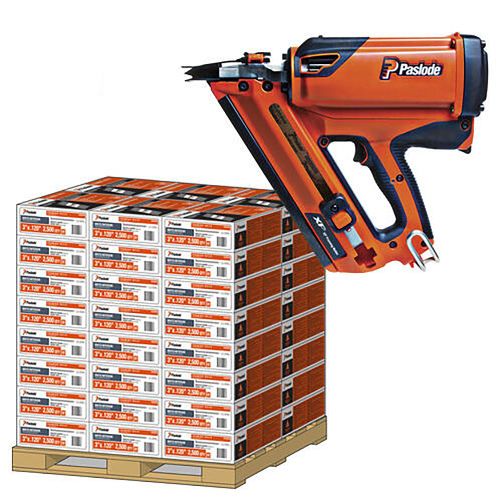 Paslode IM90SET1 Impulse IM90XI Cloueur à gaz sans fil 50-90 mm + 50 boîtes 142010 Pack 3750 clous 2.8x63 lisses