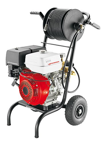 Rothenberger 76090 HD 19/180 B Nettoyeur haute pression à eau froide avec enrouleur de tuyau, moteur à essence 180 Bar
