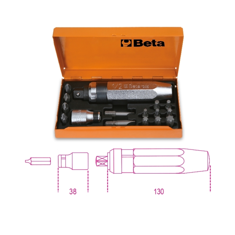 Beta 012950108 1295/C14 Clé à chocs avec 14 embouts et support en coffret