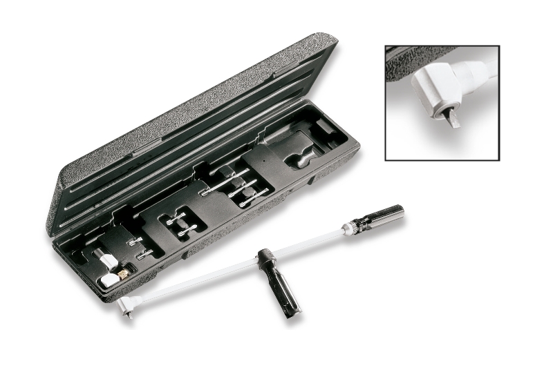Beta 014390101 1439K7 Tournevis à angle long (90°), avec embouts dans un étui en plastique.