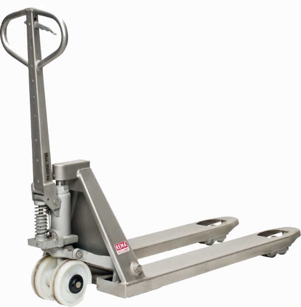 Rema 2804023 HPTR 449 TR/3 Transpalette manuel en acier semi inoxydable 1130 x 520 mm 2500 kg