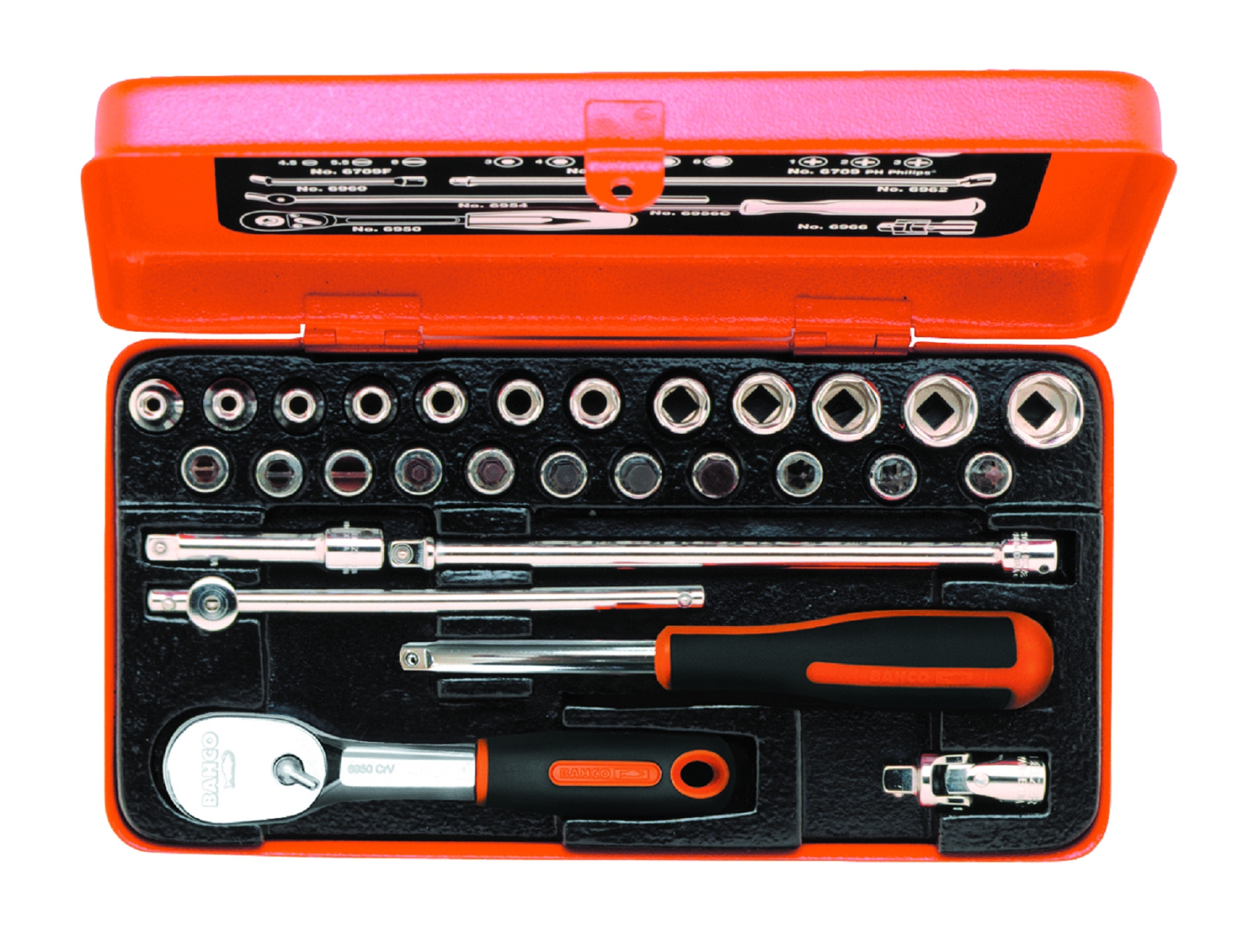 Bahco 6715GJ Jeu de clés à douille 1/4" Métrique 4-13 mm Jeu de 29 pièces