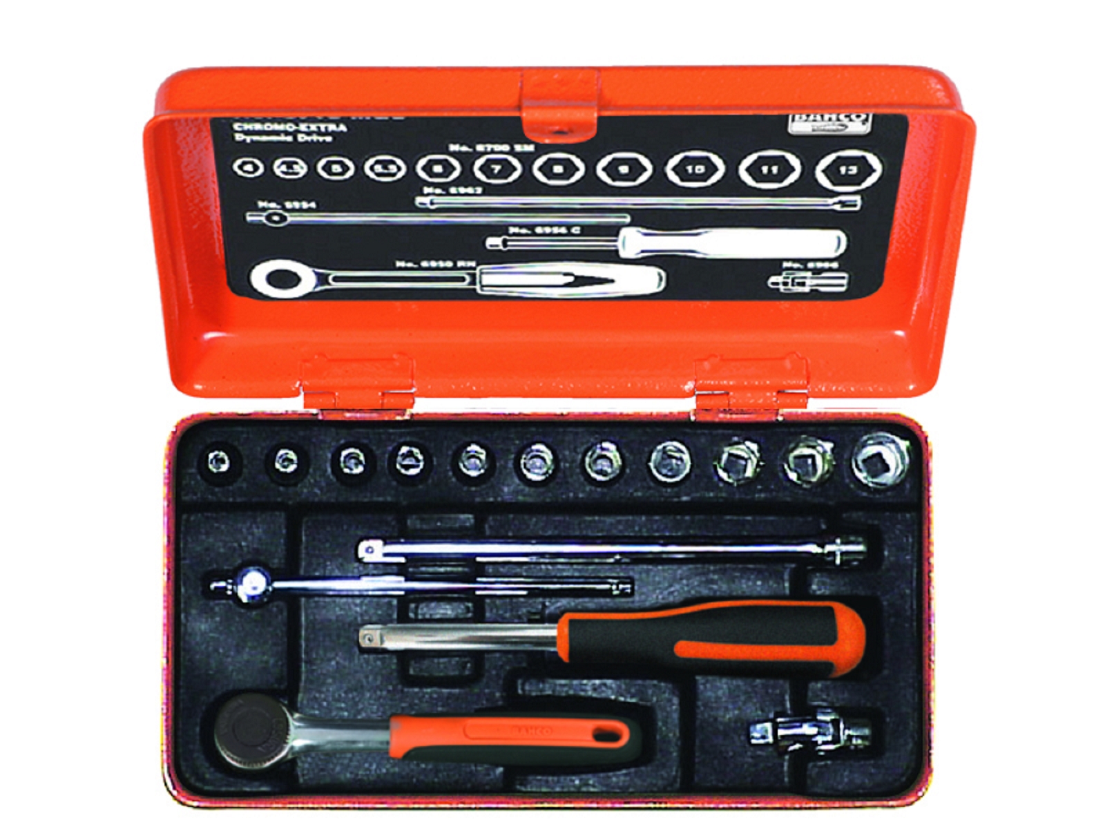 Bahco 6715MGS Jeu de clés à douille 1/4" métrique 4-13 mm 16 pièces