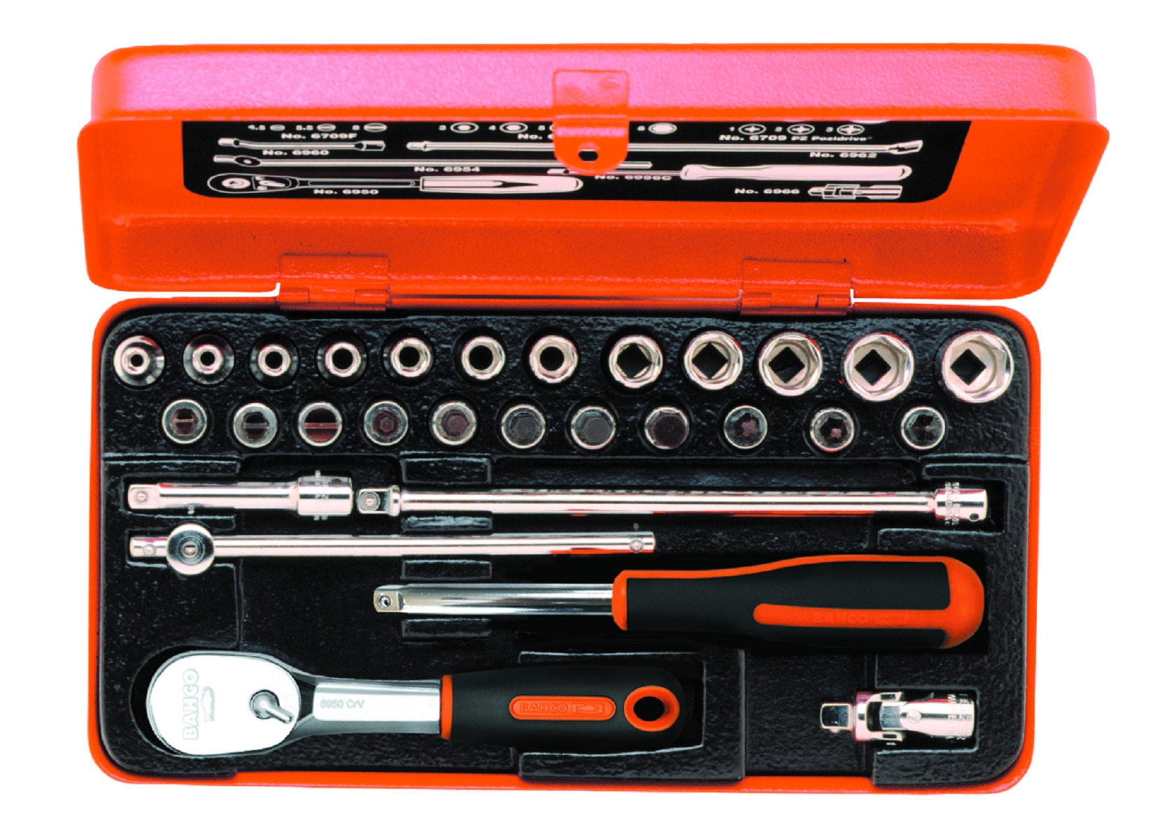 Bahco 6715PZ Jeu de clés à douille 1/4" métrique 4-13 mm 29 pièces