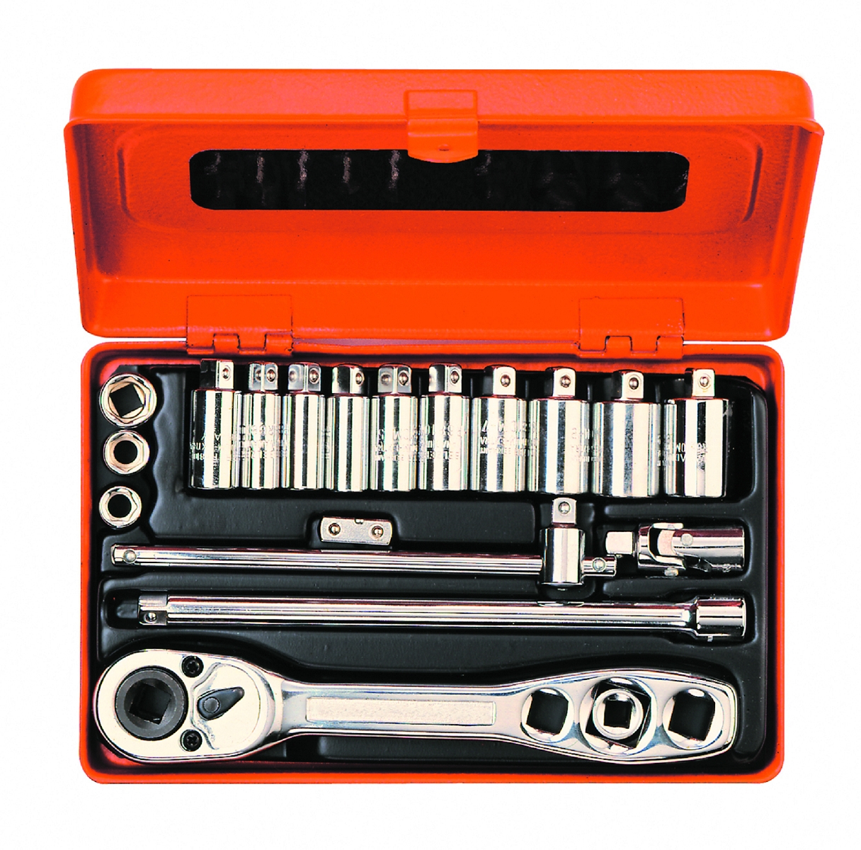 Bahco R6725MK Jeu de clés à douille 1/4" métrique 4-10 19 pièces pour la technique du froid
