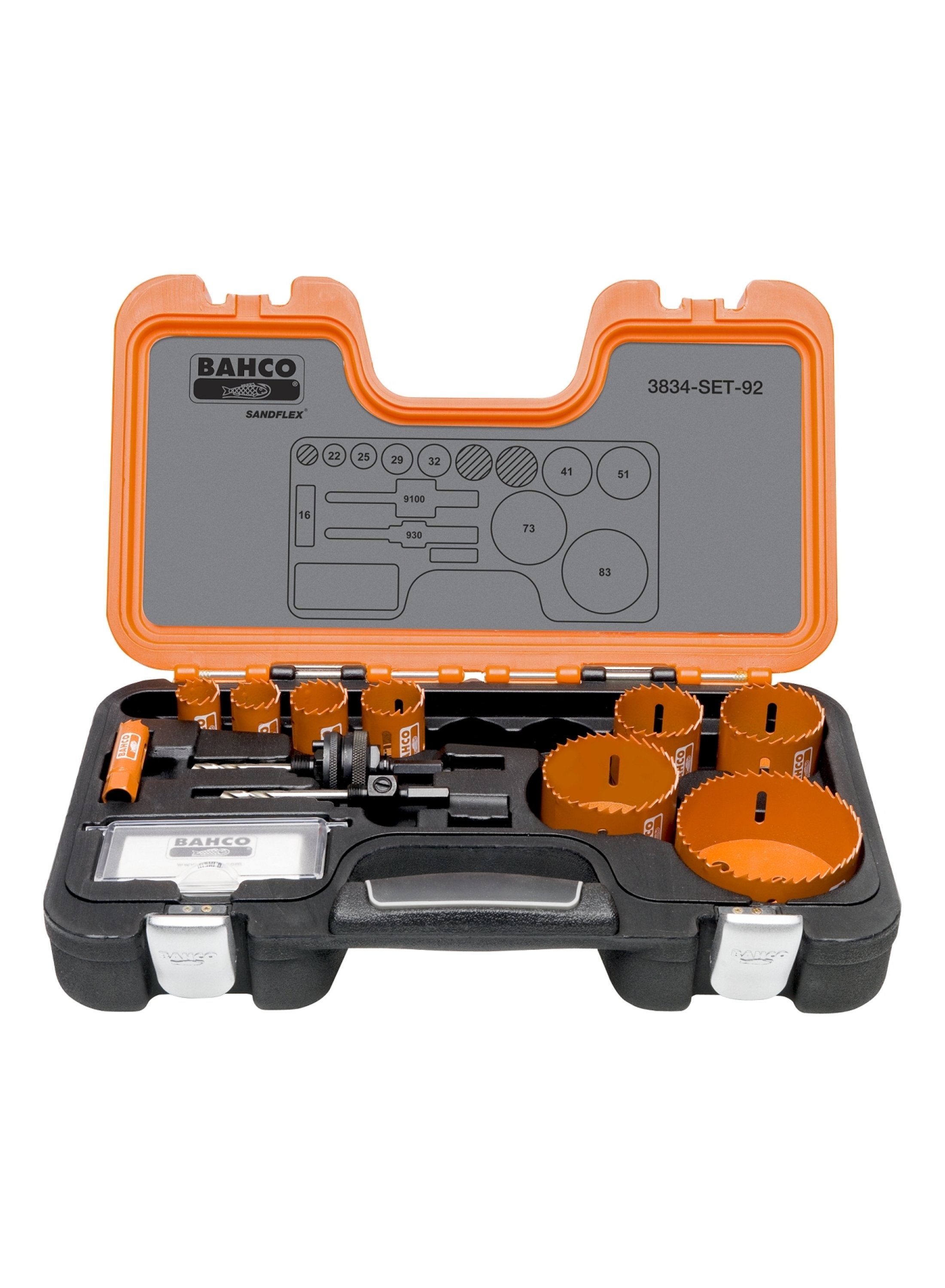 Bahco 3834-SET-92 Jeu de scies cloches 16/22/25/29/32/41/51/73/83 mm