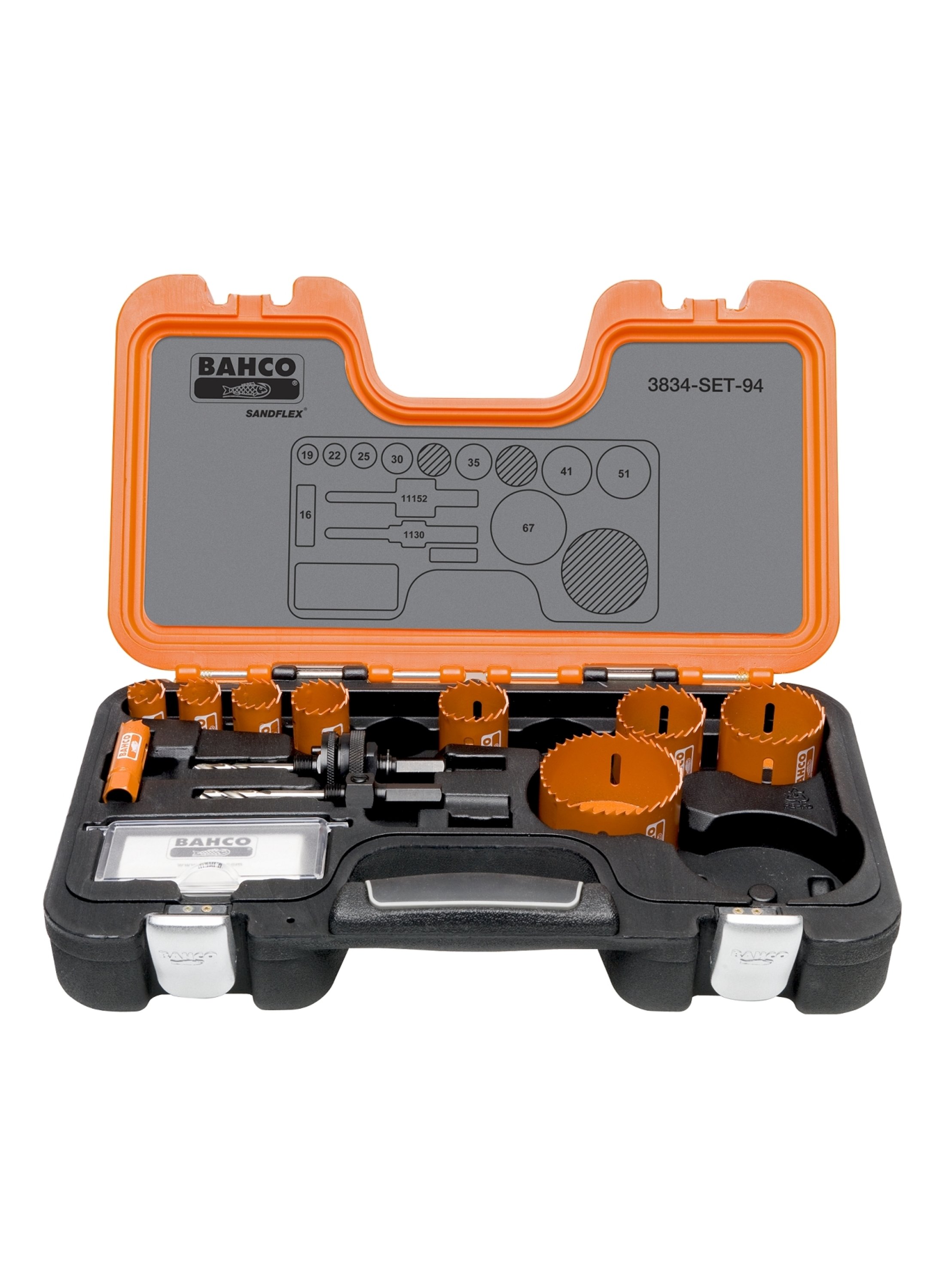 Bahco 3834-SET-94 Jeu de scies cloches 16/19/22/25/30/35/41/51/67 mm