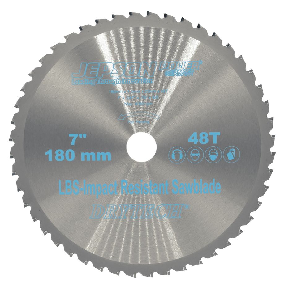 Jepson 72218048 Lame de scie circulaire Drytech HM LBS résistante aux chocs, Ø 180 x 20 x 1,2 mm, 48 dents, pour l'acier à paroi mince