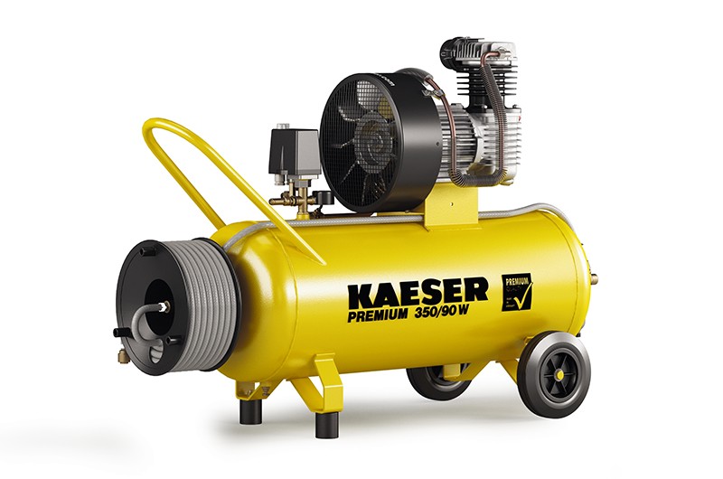 Kaeser 1.1815.10011 Compresseur à piston Premium 350/90W 230 Volt + Enrouleur avec 20 mtr. de tuyau d'air comprimé