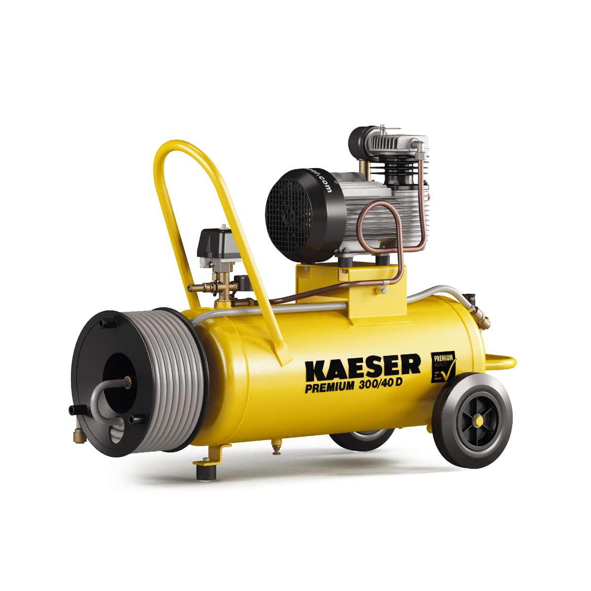 Kaeser 1.1810.00010 Premium 300/40D Compresseur à piston 400 Volt + Enrouleur avec 20 mtr. de tuyau d'air comprimé
