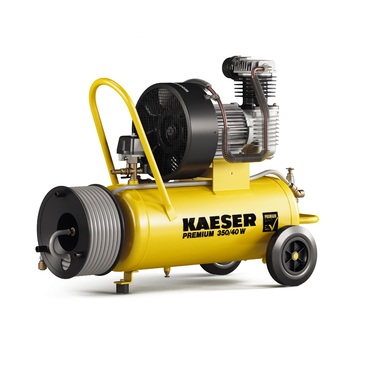 Kaeser 1.1813.00011 Compresseur à piston Premium 350/40W 230 Volt + Enrouleur avec 20 mtr. de tuyau d'air comprimé