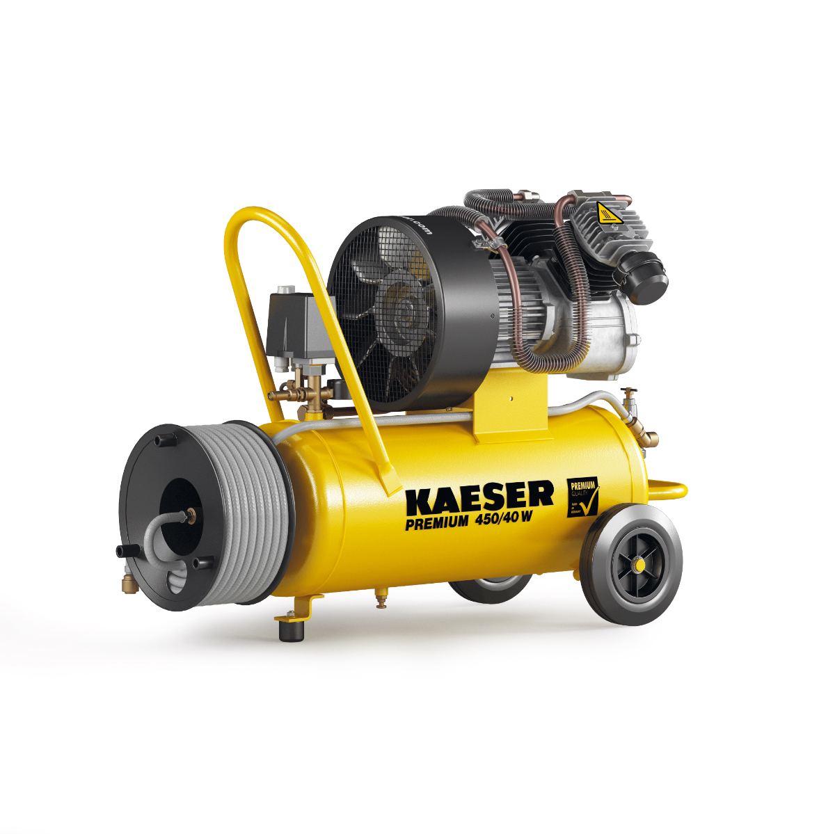 Kaeser 1.1817.00010 Premium 450/40W Compresseur à piston 230 Volt + Enrouleur avec 20 mtr. de tuyau d'air comprimé