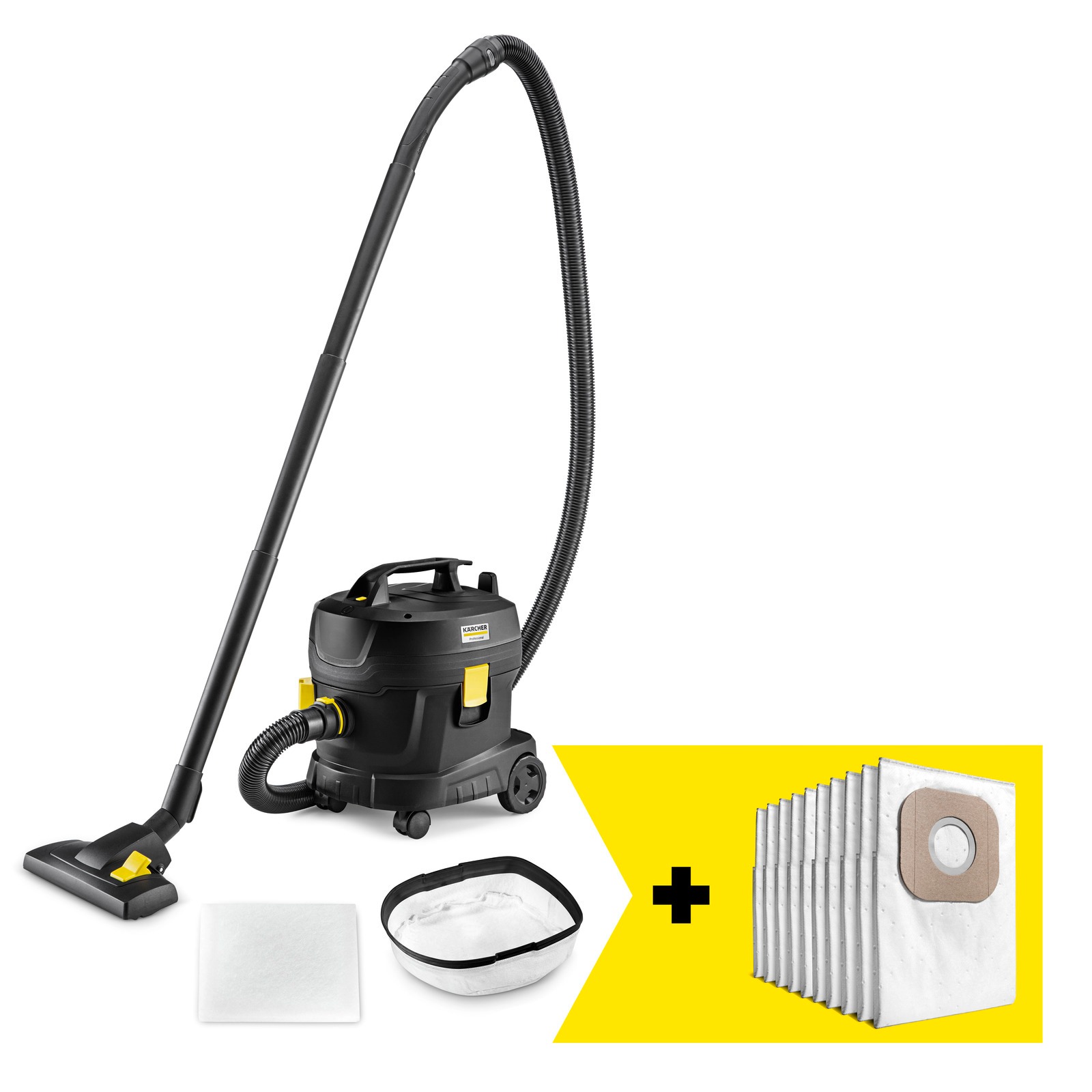 Kärcher Professional 1.527-222.0 T 11/1 Classic Adv Re!Plast Go!FurtherBlack Aspirateur 230V 11L 40l/s 23.5kPa incl. 10x sacs filtrants et accessoires