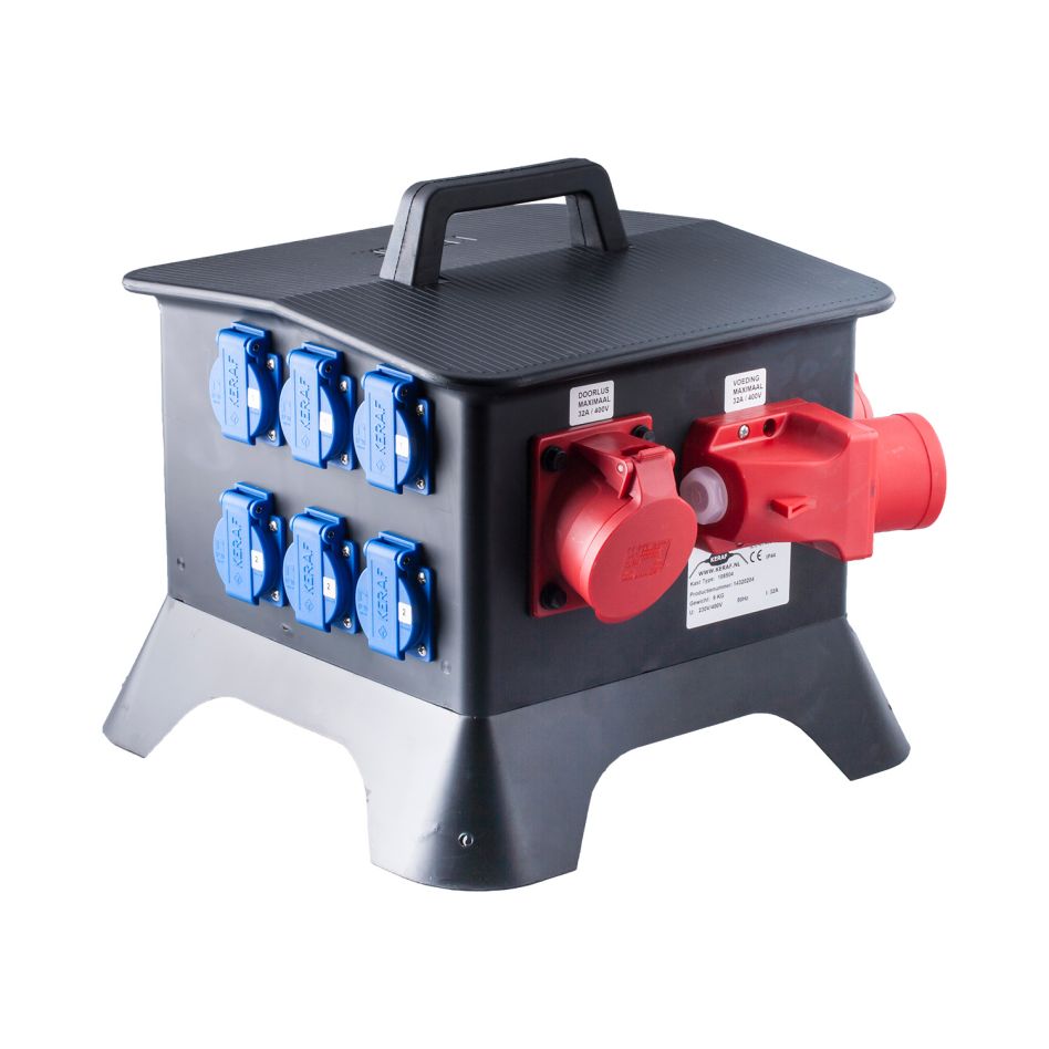 Keraf 104483 Boîte de distribution tout caoutchouc 2 x 32A 5p 6 x Schuko