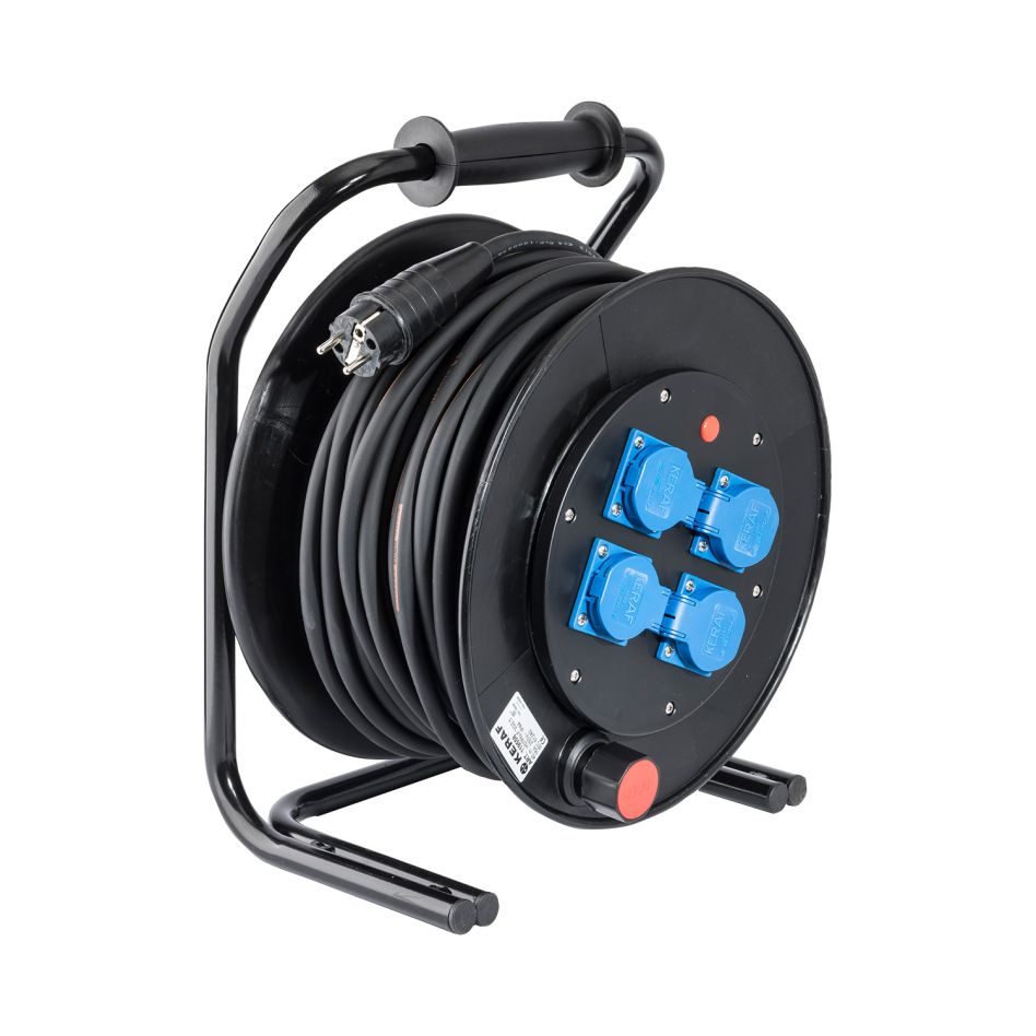 Keraf 117348 Enrouleur de câble 50 m H07RN-F 3G1,5 4x terre de protection