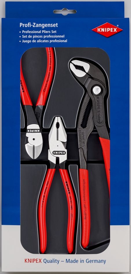 Knipex 00 20 10 Jeu de force (Pince combinée, Pince pour pompe à eau, Pince pour coupe latérale)