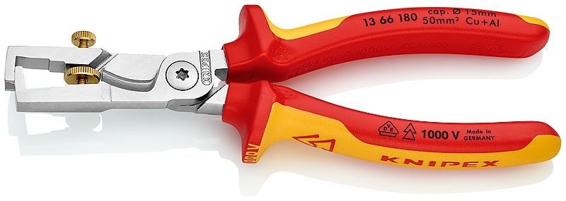Knipex 13 66 180 1366180 Pince à dénuder VDE 180 mm avec coupe-câble