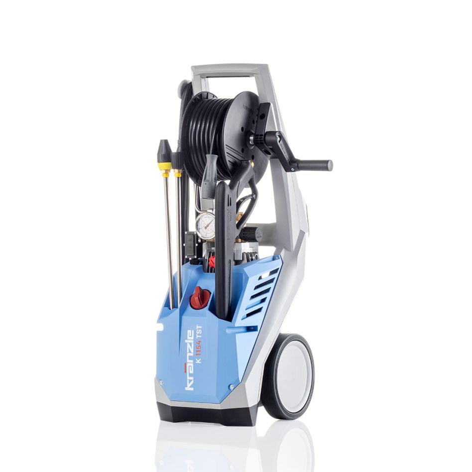 Kr&auml;nzle 60205.0 K1154 TST Nettoyeur haute pression &agrave; eau froide + enrouleur de tuyau et brosse rotative 230 volts 30-140 bars