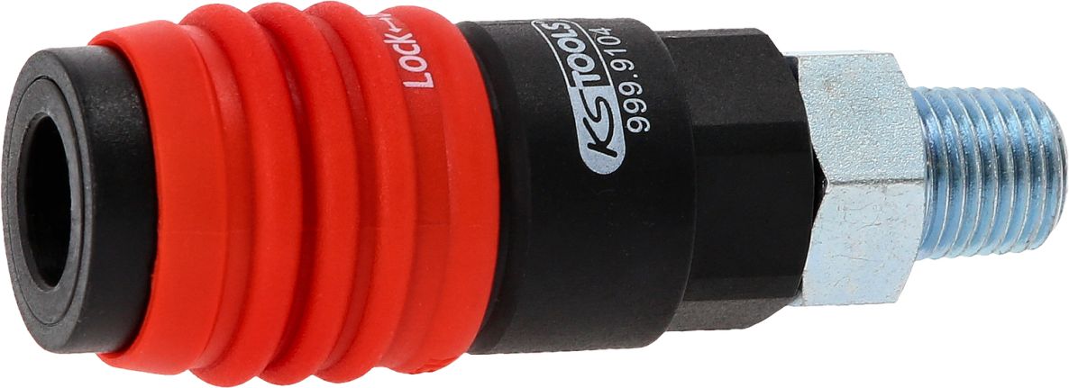 KS Tools 999.9104 Raccord de sécurité universel 3 en 1 pour l'air comprimé avec filetage extérieur 1/4