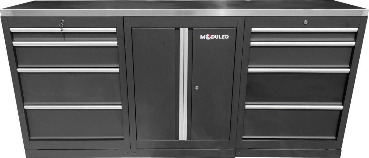 KS Tools 866.6050 Système d'armoire d'atelier module d'extension, plan de travail en acier inoxydable, établi