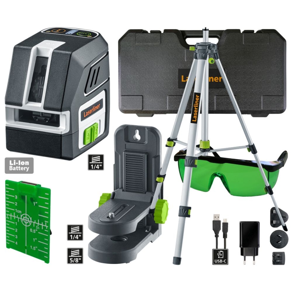 Laserliner 036.713A PocketCross-Laser 2G Set 150 cm cross line laser vert avec trépied 150 cm