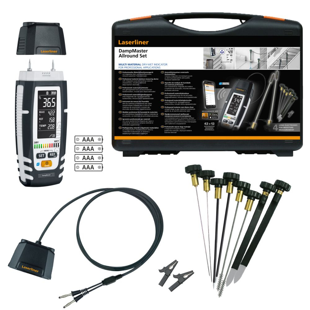 Laserliner 082.327A DampMaster Kit d'inspection d'humidim&egrave;tre polyvalent avec 4x piles et accessoires dans la valise