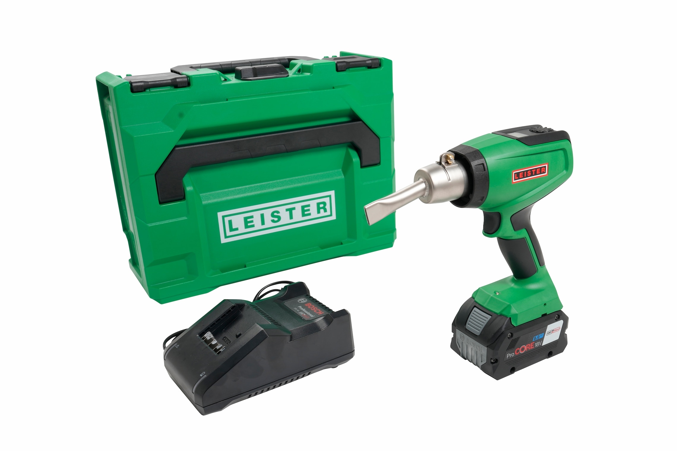 Leister 179.255 NEXHEAT 300 A-LP souffleur d'air chaud sans fil 18V 600W avec 8.0 Ah et chargeur en mallette