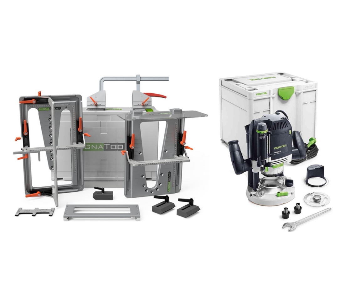 Lignatool LT080CFOF2200 Ensemble de gabarits pour le toupillage de queues d'aronde - kit confort + défonceuse Festool OF2200EB-Plus