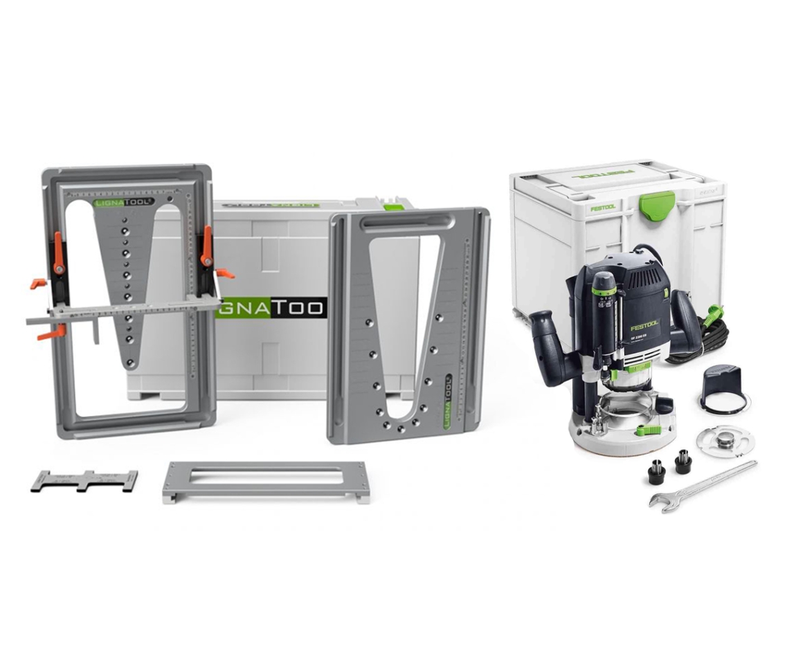 Lignatool LT080SROF2200 Ensemble de gabarits pour le toupillage de queues d''aronde Ensemble standard + Festool OF2200EB-Plus Router