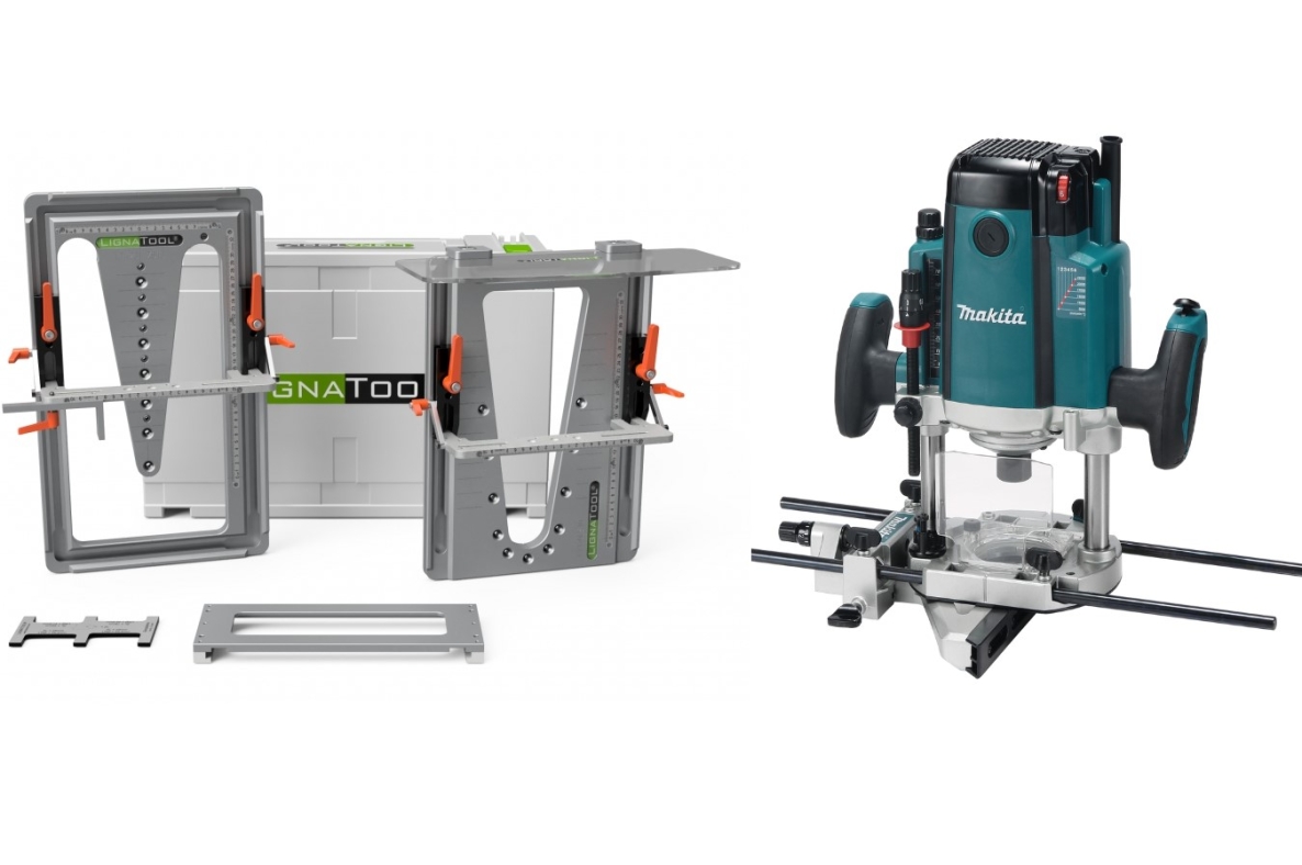 Lignatool LT080PRRP2303FC04 ensemble de gabarit de fraisage à queue d'aronde ensemble professionnel + Makita RP2303FC04