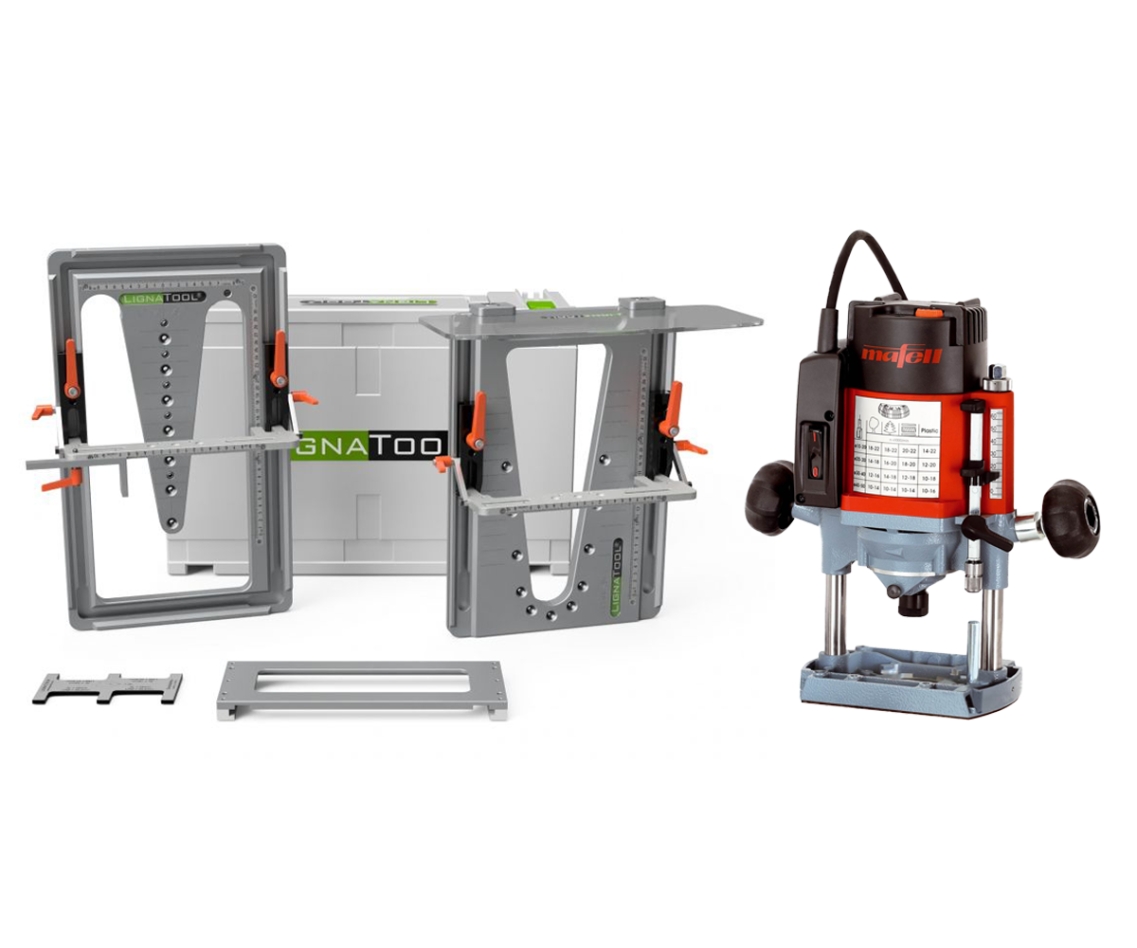 Lignatool LT080PRLO65 LT080PR Jeu de gabarits de coupe à queue d'aronde paquet avantageux + toupie Mafell LO65 ec MidiMax