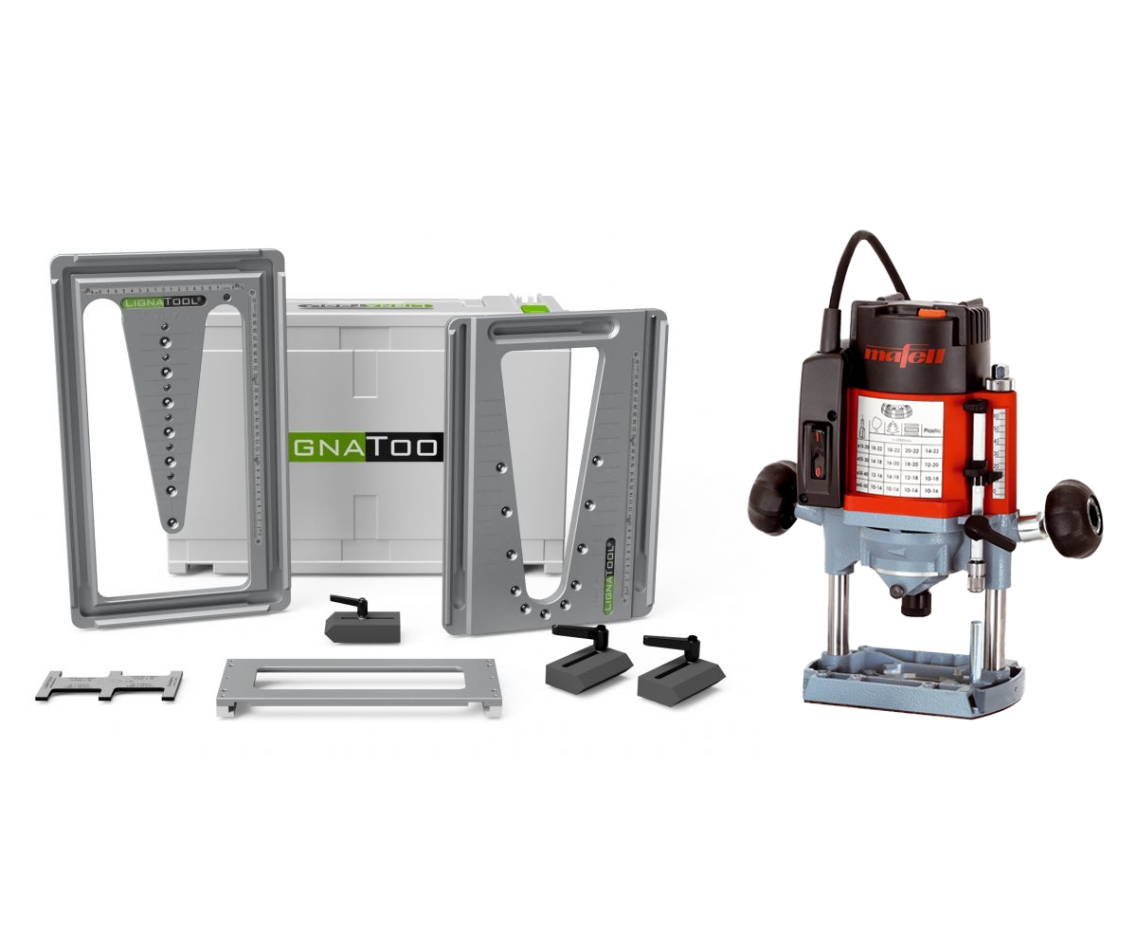 Lignatool LT080STLO65 LT080ST Jeu de gabarits pour la coupe de queues d'aronde + défonceuse Mafell LO65 ec Midimax