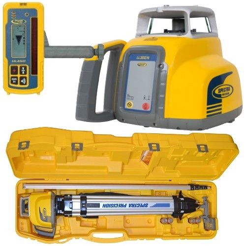 Spectra Physics 600601 LL300N Laser de chantier rotatif + trépied + récepteur + télécommande (rechargeable)