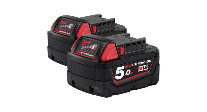 Milwaukee Accessoires M18B5DUO M18 B5 Duopack - 2 x batterie 18 Volt 5.0Ah Li-Ion