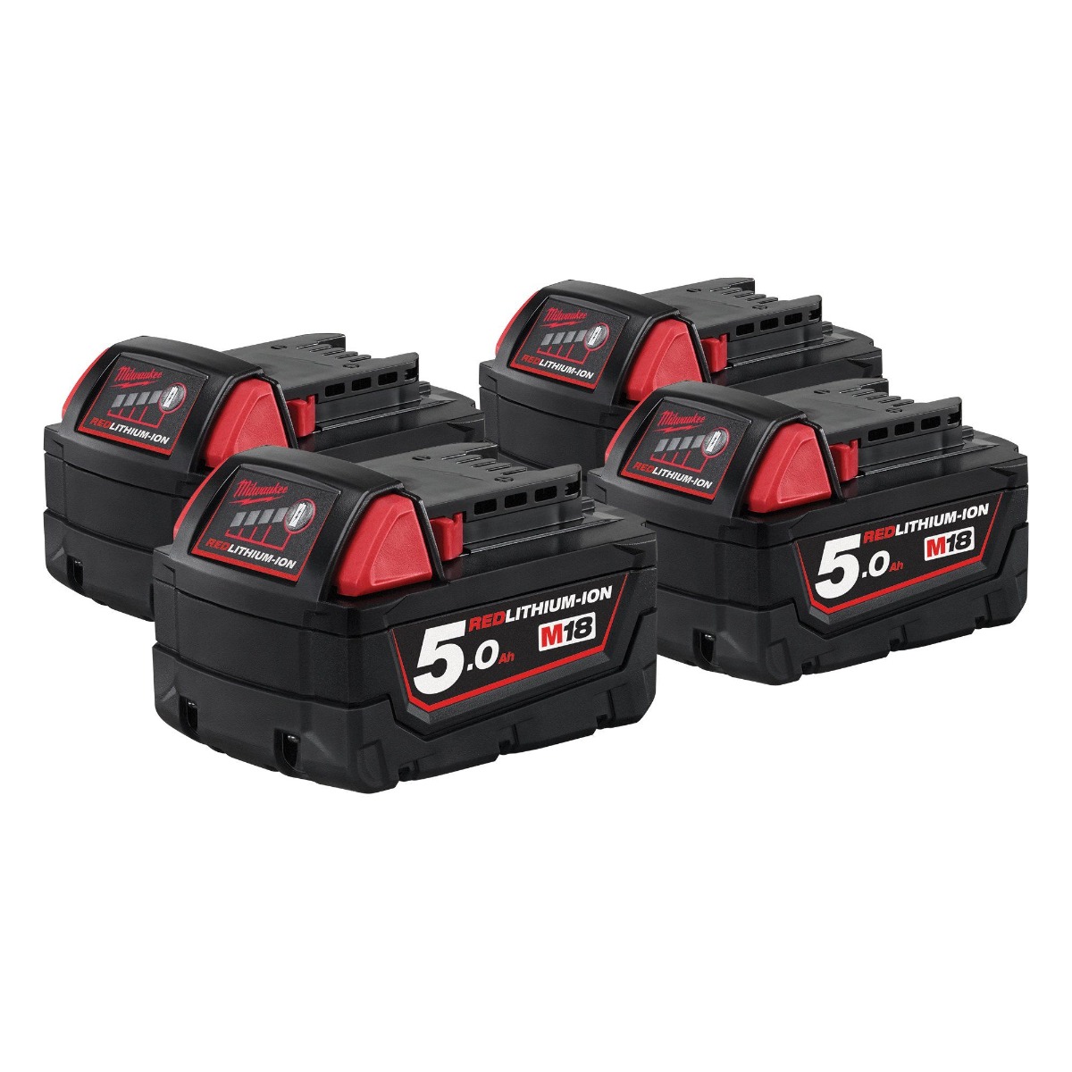 Milwaukee Accessoires M18B5QUARTET M18 B5 4-pack 4 x batterie 18 Volt 5.0Ah Li-Ion