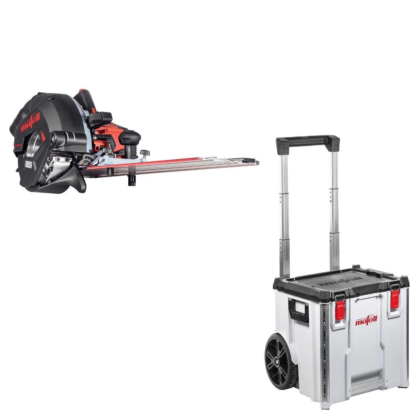 Mafell 1P0500 NFU 50-18 PURE trancheuse sans fil 18V hors batteries et chargeur + Mallette de transport Chariot L-BOXX Contractor