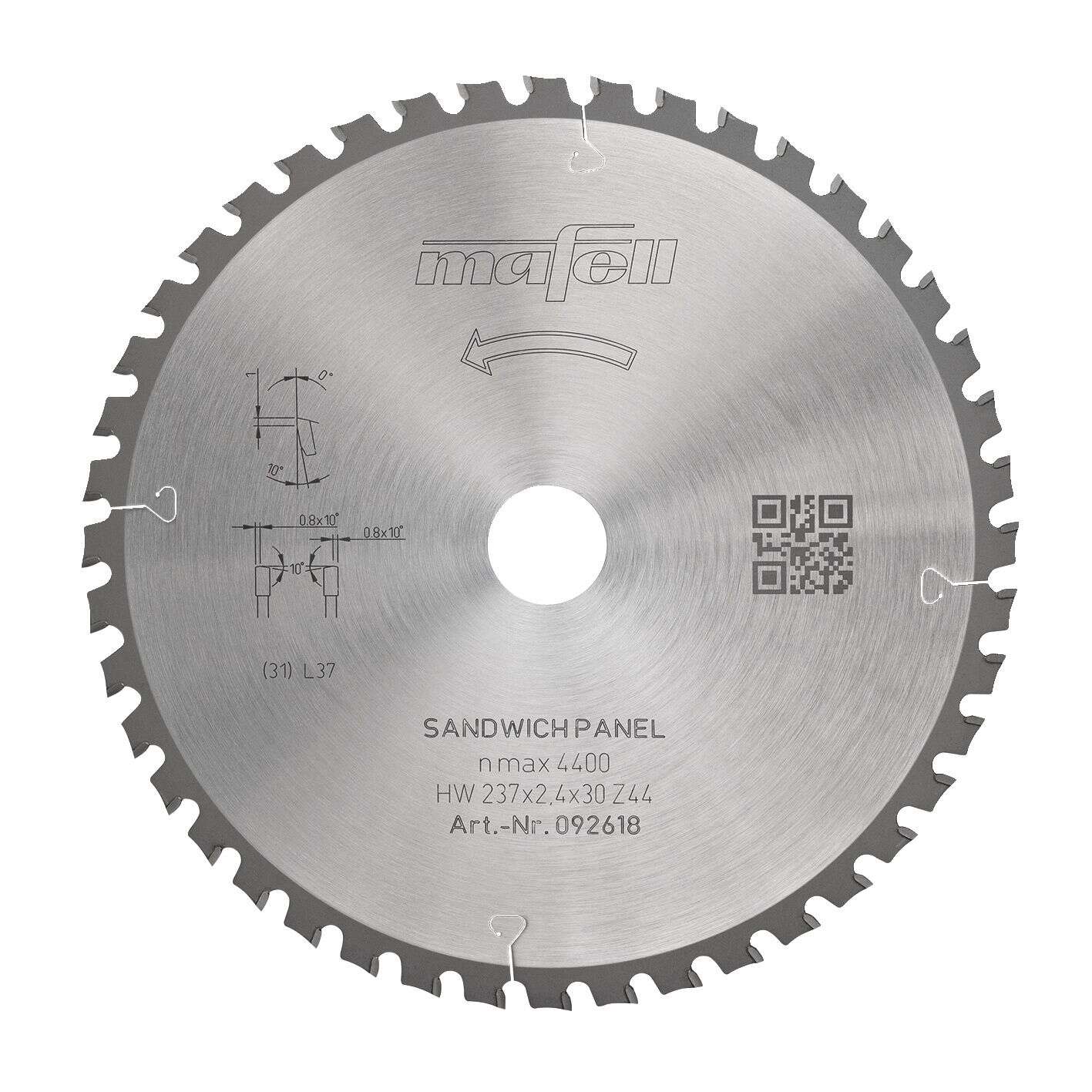 Mafell Accessoires 092618 KSB-SP 237 Lame de scie circulaire HW, 237 x 2,4 x 30 mm T44 WZFA panneaux sandwich