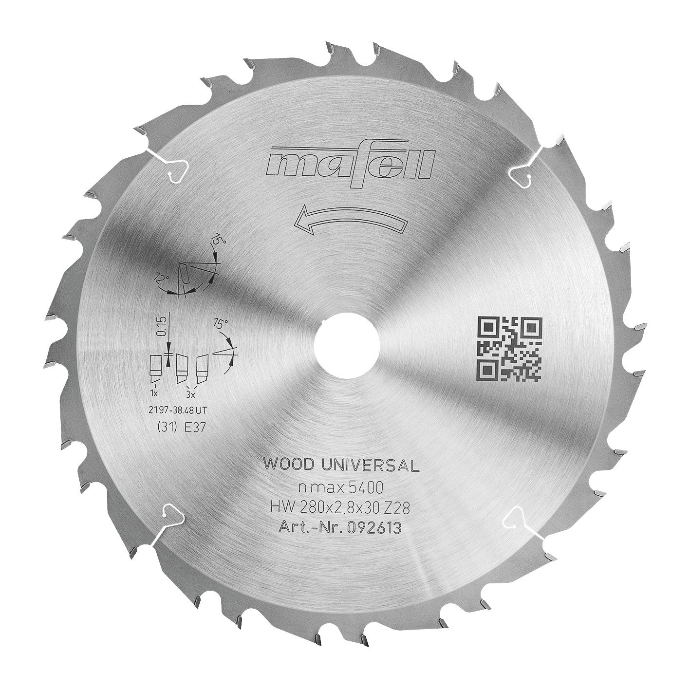 Mafell Accessoires 092613 KSB-WU 280 GT Lame de scie circulaire HW, 280 x 2,8 x 30 mm, Z28-4, 3WZ/FZ, Bois Universel