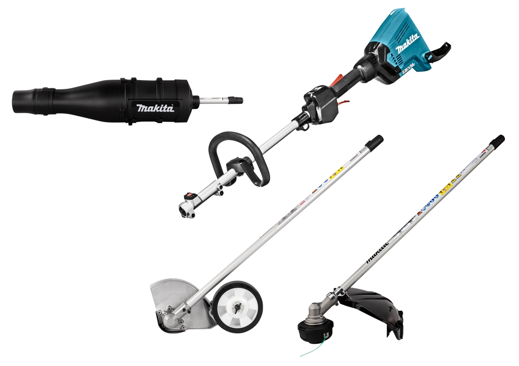 Makita DUX60ZX9 Système Combi sans fil Poignée en D 2 x 18V sans batterie ni chargeur + accessoire coupe-bordures, coupe-bordures et souffleur de feuilles