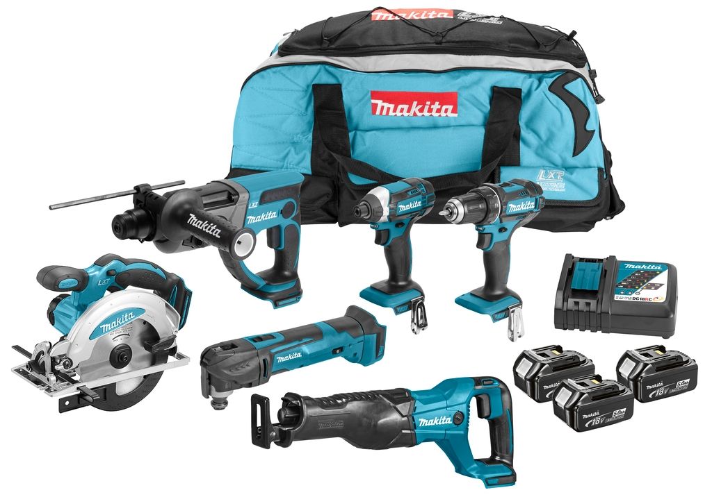 Makita DLX6038T Kit combiné DDF482|DTD152|DHR202|DJR186|DSS610|DTM51 18 V 5,0 Ah Li-ion