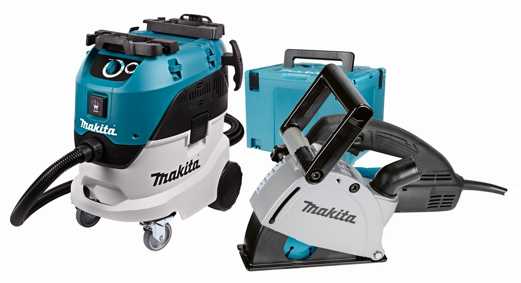 Makita DK0093J TNO Set - SG1251 Rainureuse à double disque + VC4210L Aspirateur