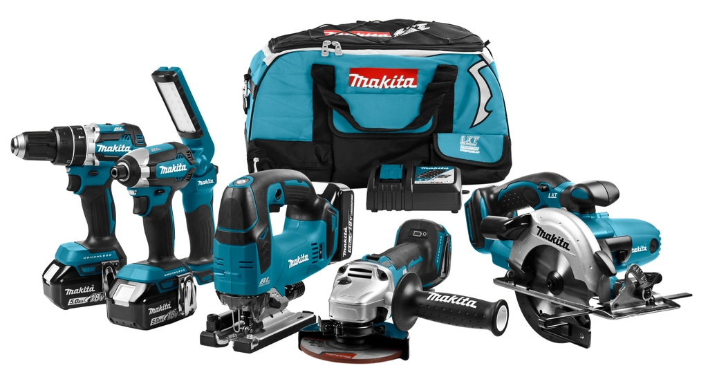 Makita DLX6082T Kit combiné DHP484|DTD153|DGA504|DGA504|DJV182|DML801 18 V 5,0 Ah
