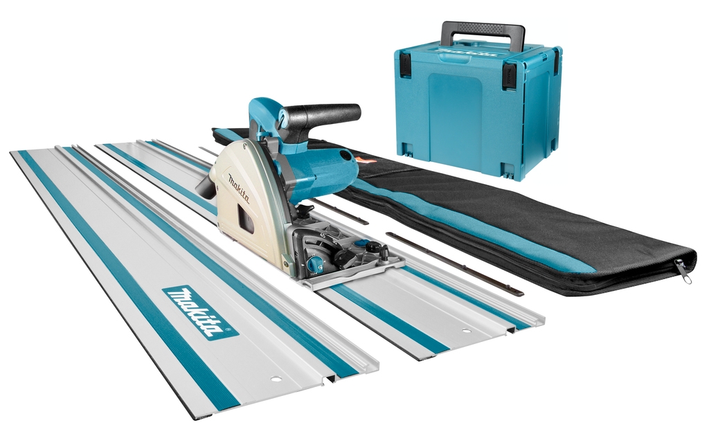 Makita SP6000J1X2 230V Scie circulaire 165 mm + 2 x rail + bandes de connexion + sac de rangement + lame de scie supplémentaire