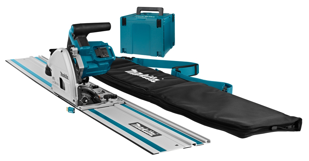 Makita DSP601ZJU2 Scie circulaire sans fil AWS 2 x 18V sans piles et sans chargeur rail de guidage sac de 1500mm